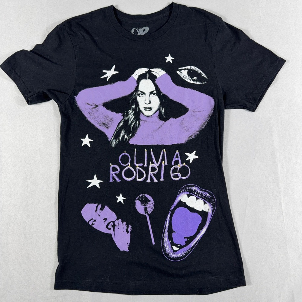 Olivia Rodrigo Graphic T-Shirt Purple Black Concert Merch Women Small